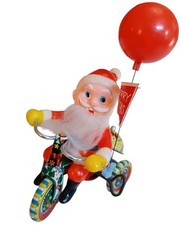 Santa MTU Tin Wind Up Tricycle With Bell Korea Working