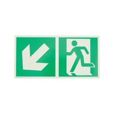 Fluchtwegschild Alu B300xH150 mm Notausgang links mit Pfeil links abwärts