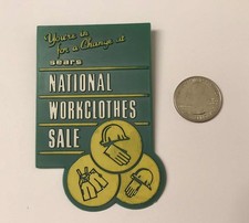 RARE Vintage 1970s Sears Roebuck Employee Pin, National Workclothes Sale, Button