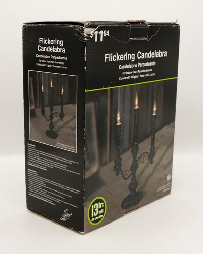 Halloween Black Glitter Spider Webs Candelabra 3 Candles Flicker Bulbs Box VIDEO - Picture 16 of 18