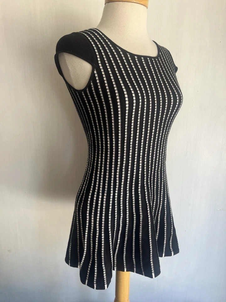 ELLA MOSS (2020) Mini Vestido Oficial Juniors Rayas Talla 10 (Mujer XS) Foto 2 de 4