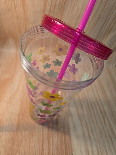 Plastic Tumbler New PINK YELLOW FLOWERS 30oz - Picture 6 of 6