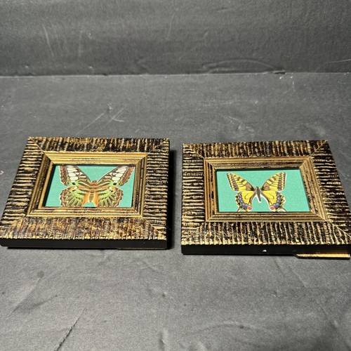 Vintage Schmetterling Drucke Kunst mit Gold & Braun Rahmen 5”x4” Boho Country Chic - Bild 10 von 10