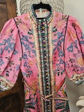 Zimmermann Ginger Buttoned Mini Dress Size AU 0 Linen Floral 