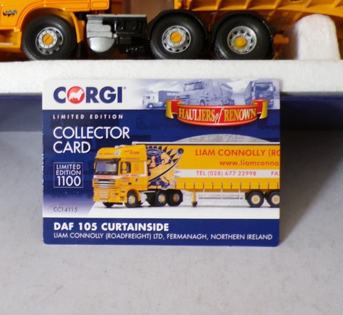 CORGI CC14115 DAF 105 CURTAINSIDE LIAM CONNOLLY ROADFREIGHT LTD MINT BOXED 1:50 - Picture 3 of 9