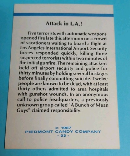 #33 "Terrorist Attack" Trading Card Titled "RUN CHILDREN RUN!" Free Shipping - Picture 2 of 2