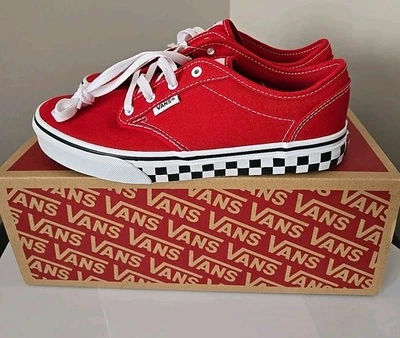Vans Youth Size 5 Atwood "Checker Sidewall Racing" Shoes Red White Black NEW BOX - Image 1 of 4