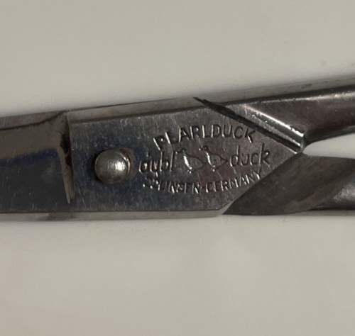 Tijeras de peluquero de acero forjado en caliente vintage Pearl Duck Dubl Duck estampadas 80 - Imagen 5 de 5