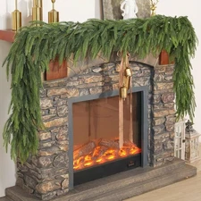 9Ft Artificial Norfolk Pine Garland Real Touch Greenery Garland Faux Winter P...