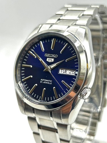 Seiko 5 Automatik blaues Zifferblatt Stahl Herrenuhr SNKL43K1 - Bild 3 von 7