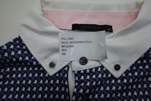 Greyson Golf Wolf Whisperer Polo Fall 2023 Mens Size Medium Sea Regular 937C - Picture 2 of 5