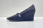 TOMS Women's Wedge Heels Black Canvas Slip-On Size 9 — photo 1