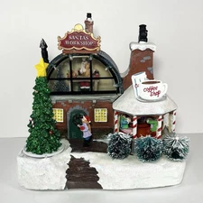 FG Square Musical Santa's Workshop & Coffee Shop Colorful LED Lights Christmas