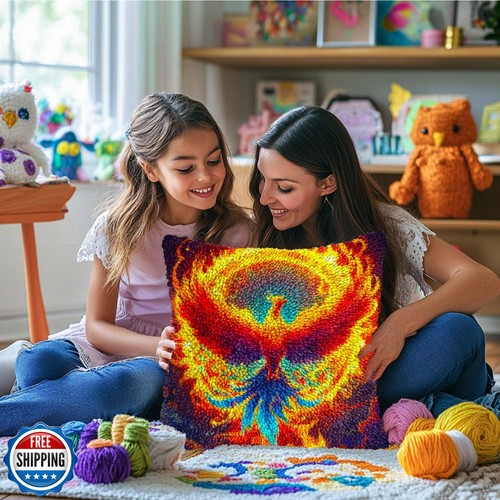 DIY Riegel Haken Kissen Kits Phönix fliegen bunte Flammen bedruckt Kissenbezug - Bild 4 von 5