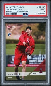 PSA 9 mint 2018 TOPPS NOW ROAD TO OPENING DAY #OD167 SHOHEI OHTANI RC Dodgers