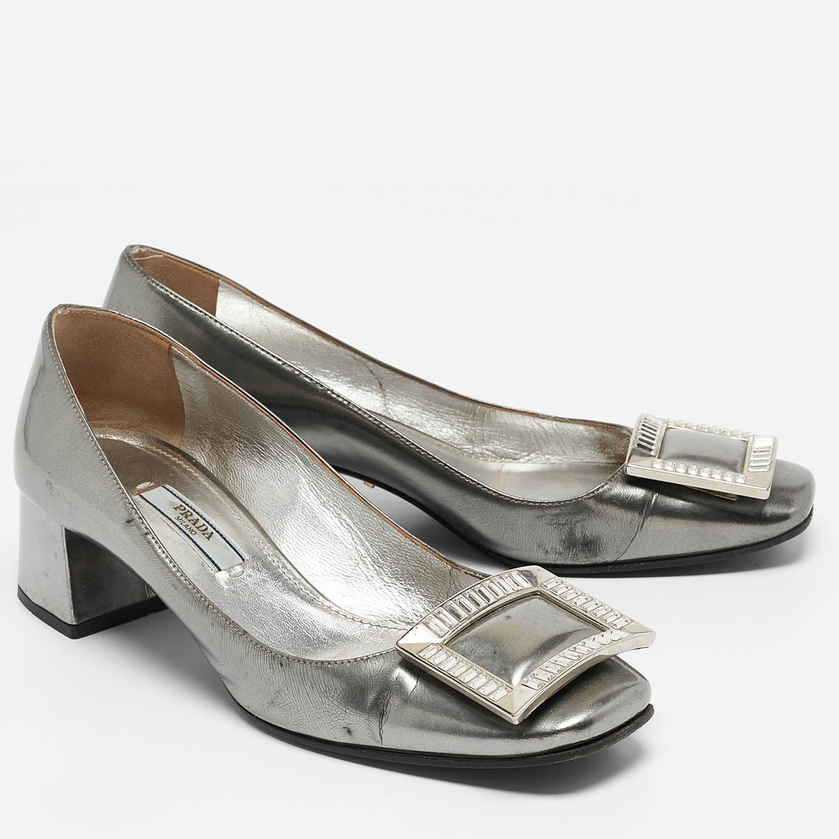 PRADA プラダ ウォッシュ加工 メタルロゴ ボタンフライ