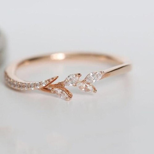 14k Gold Tiny Ladies Pieces Of Exquisite Ring Diamond Small Fresh Engagement - Picture 6 of 7