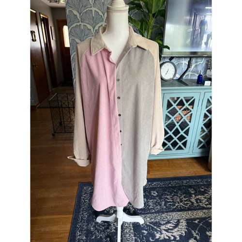 Dokotoo Corduroy Long Sleeve Button Down Tunic Dress with Pockets Sz. XXL - Bild 1 von 5