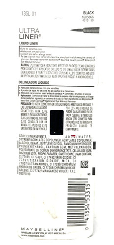 Delineador líquido Maybelline Ultra Liner sellado 0,25 fl oz 301 - negro DESCONTINUADO - Imagen 2 de 3