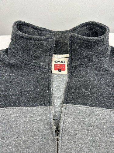 HOMAGE Sweatshirt Herren Large grau einfarbig durchgehender Reißverschluss USA - Bild 4 von 13