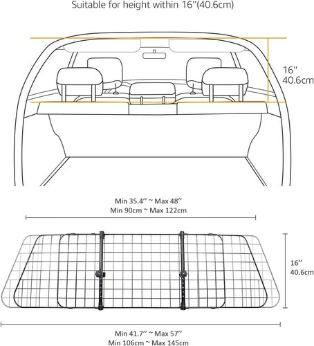 AmazonBasics Adjustable Dog Car Barrier - 41-Centimeter, Black - Picture 5 of 7