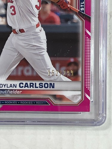 DYLAN CARLSON 2021 Bowman FUCHSIA SP RC 152/299! CSG MINT 9! #35! CARDINALS! - Picture 3 of 4