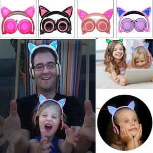 Women-Girls-Cat-Kitty-Ear-LED-Lights-Music-Bluetooth-Headphones-Headset-Earphone