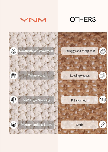Chunky Cotton Knit Throw Blanket, Cable Knit Throws for Bed Couch Sofa, Comfy & - Picture 6 of 9