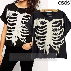 New-Spring-Women-Cool-Skull-Skeleton-Bones-Fashion-Hot-Crewneck-T-Shirt-Top-S285