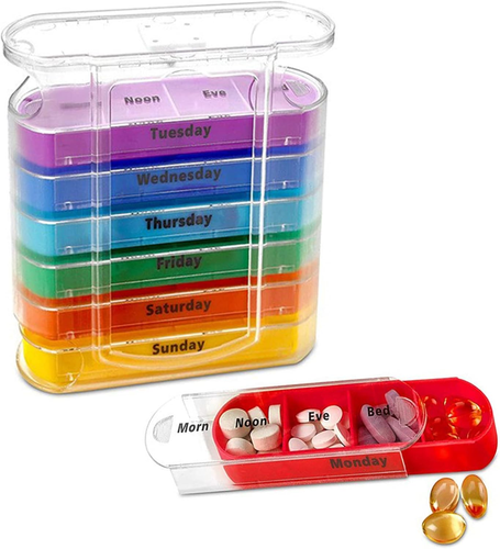 ABSOK Weekly Stackable Pill Organizer,4 Times a Day Pill Organizer Box Morning - Picture 12 of 12