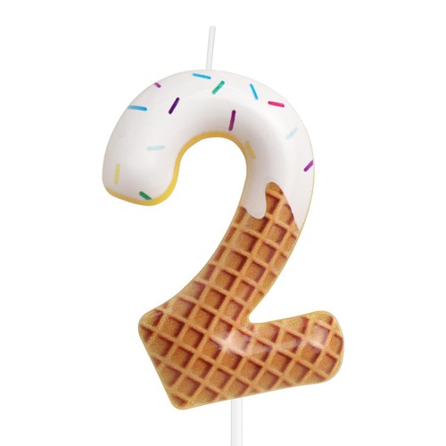2nd Birthday Candle Sweet Ice Cream Number 2 Candle for Birthday Cake Women 2...