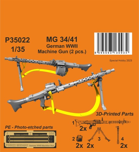 Special Hobby 3D Print Mg 34/41 German Wwii Machine Gun (2 Pcs.) 1:35 Art P35022-image
