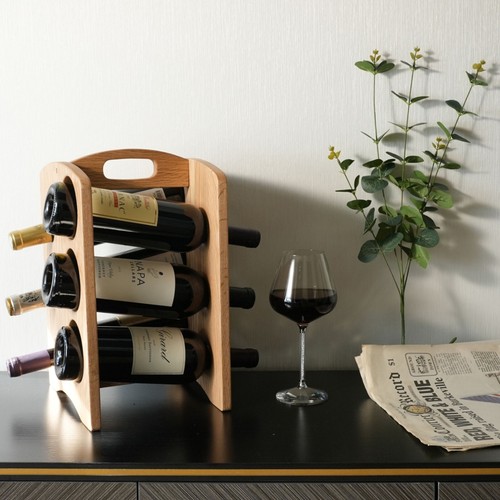 CONSDAN Weinregal, Weinregale Arbeitsplatte, Eiche Weinflaschenhalter 6 Flaschen - Bild 3 von 21