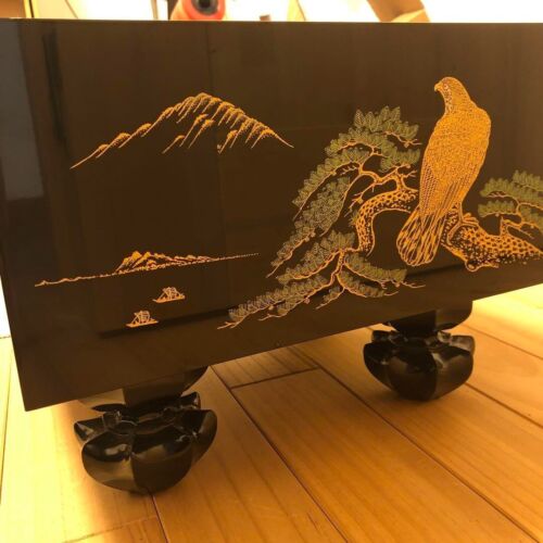 Vintage Gold Leaf Maki-e Shogi Board Japanese Wooden Chess Board Only W/ Legs FS - Picture 4 of 12