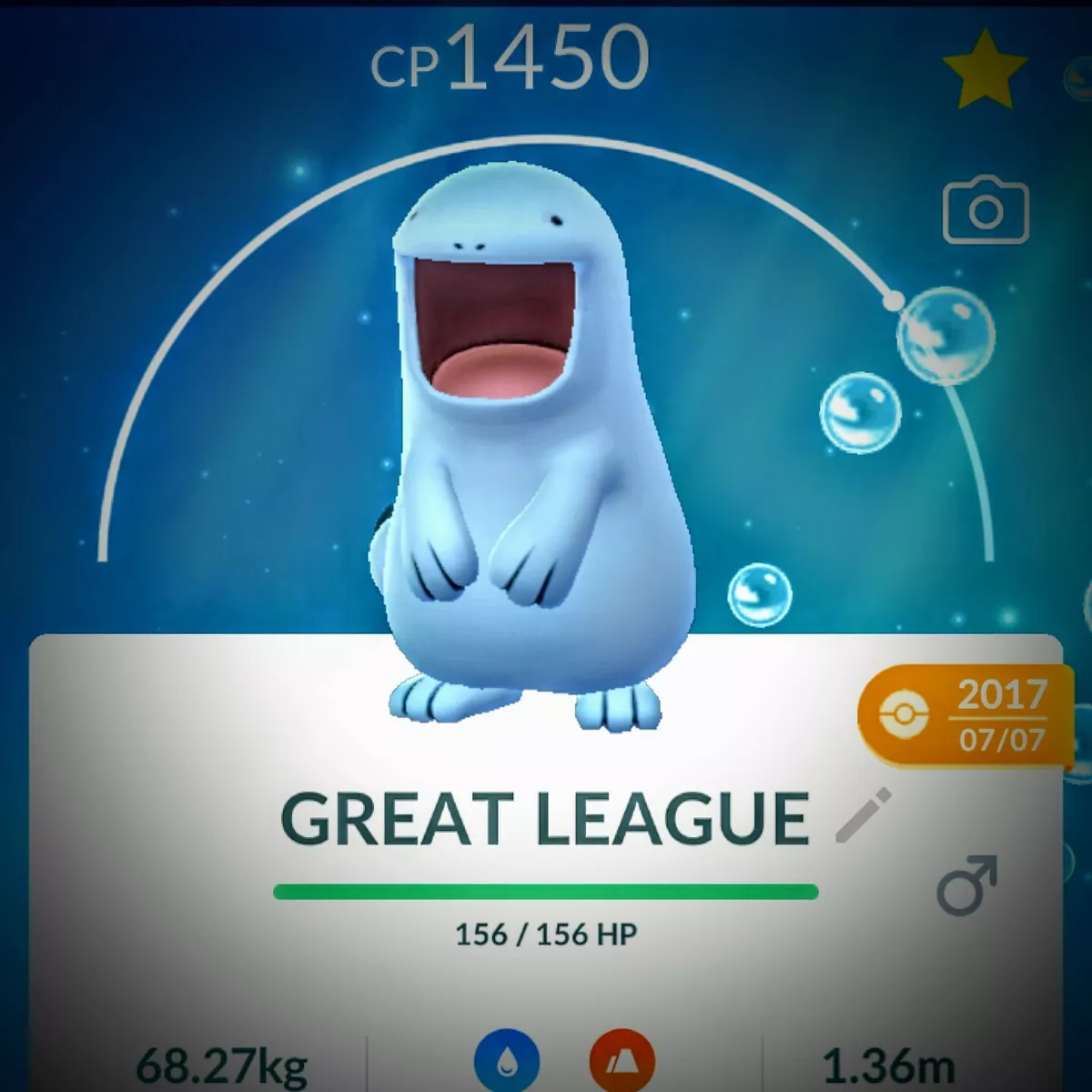 Pokemon Quagsire + 3 MOVES GO GREAT LEAGUE 1500CP (Wooper evolution)