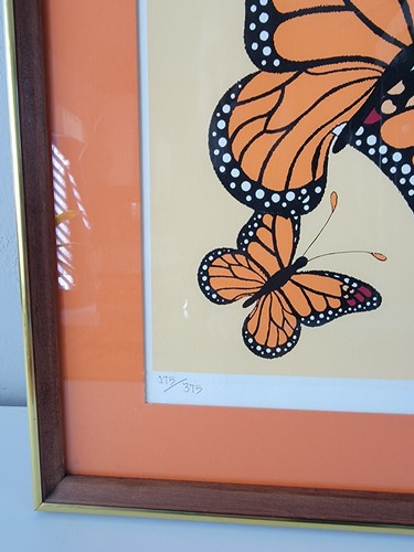 Margot Johnson Monarch Butterfly Framed Matted Signed Wood Frame 275/375 23"x26" - Picture 14 of 24