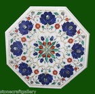 12" Marble Corner side Table Top Lapis Inlay Handmade Work Home Decor