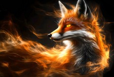 Abstract Animal Fire Fox Canvas Art Home Decor Wall Art Print Poster Painting