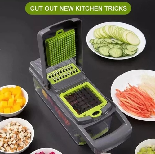 Vegetable Chopper Dicer Slicer 14-in-1 Salad Fruits Mandolin Foods Cutter Peeler - Picture 5 of 10
