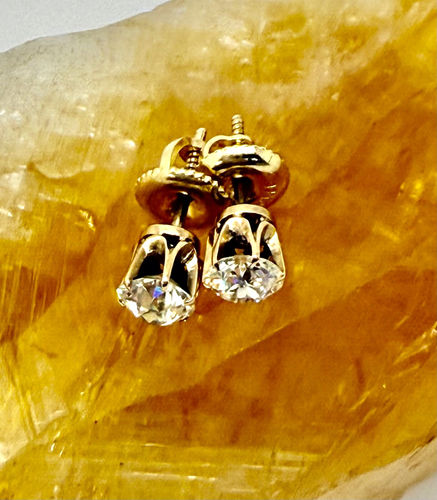 Old European Cut Diamond Stud Earrings 14k YG w Card Appraisal Screw Post 1.00tw - Picture 7 of 9