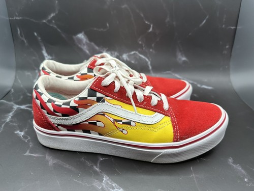 Vans Old Skools Red Flame Checkerboard U.S. Jr size 6 No Box - Picture 3 of 7