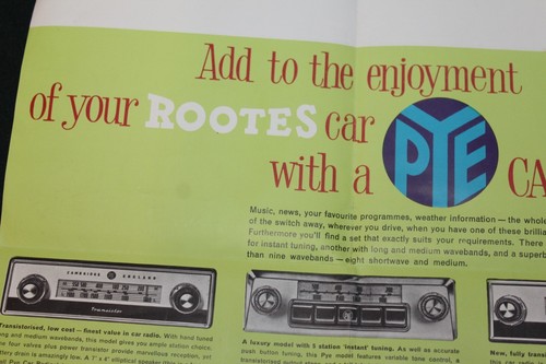 Rootes Autoradio PYE Ufficialmente Consigliata Alpine Minx Gazelle Rapier Husky - Foto 10 di 10