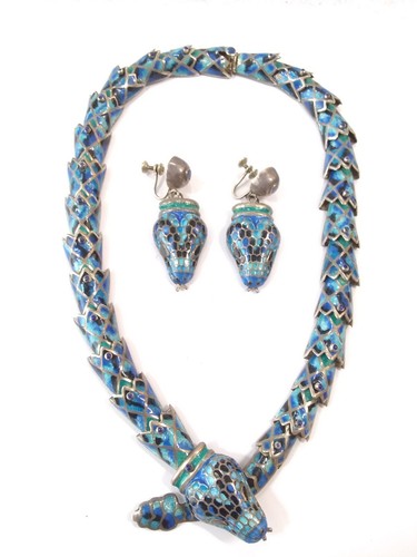 Collar Diseño Serpiente Esmaltado Margot De Taxco de Ex Empleado JF Plata Esterlina - Imagen 21 de 24