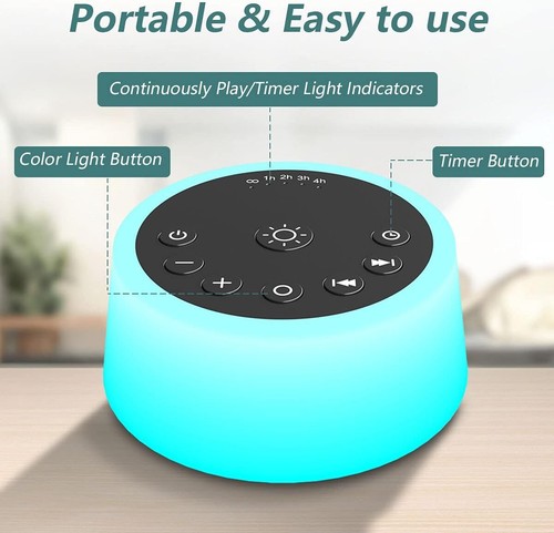 Color Noise Sound Machines with 10 Colors Night Light 25 Soothing Black - Picture 5 of 8