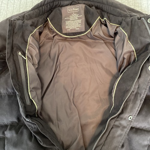 Chaqueta de invierno pesada de plumón de ganso marrón vintage LL Bean para hombre sin capucha talla grande - Imagen 11 de 16