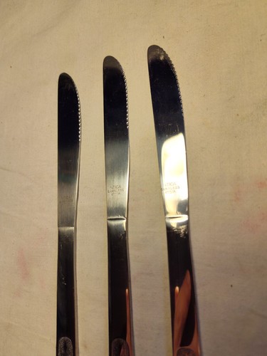 Utica Stainless Steel Knives Diamond Pattern Set Of 3 Utensils - Picture 6 of 16