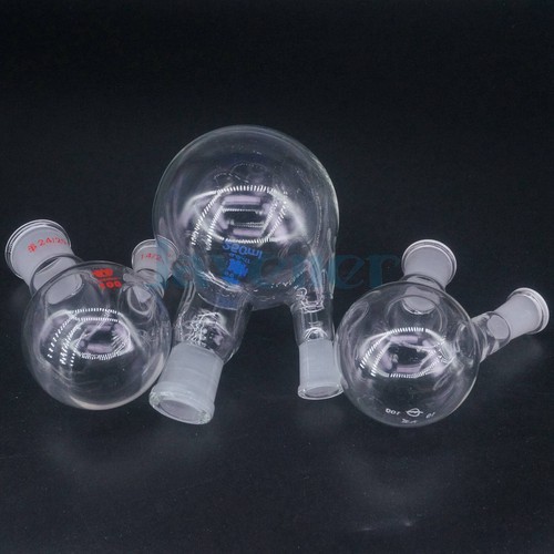 10-2000ml Joint Borosilicate Glass 2-neck Round Bottom Boiling Flask Lab - Picture 4 of 17