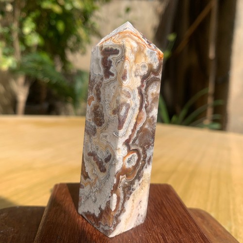 95g natürlicher mexikanischer gestreifter Achat Obelisk Quarz Kristall Stabspitze Heilung - Bild 4 von 14