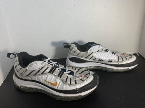 Size 8.5 Men Nike Air Max 98 'White Orange' Black White Vintage Used - Picture 2 of 10