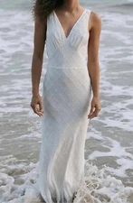 Realisation Par Claudia Schiffer Caspar Maxi Silk Dress Mirror Palais Size XS